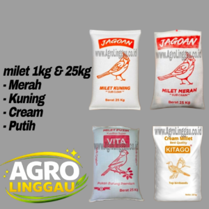 PAKAN BURUNG MILET MERAH, KUNING, CREAM, PUTIH 1 KG & 25 KG